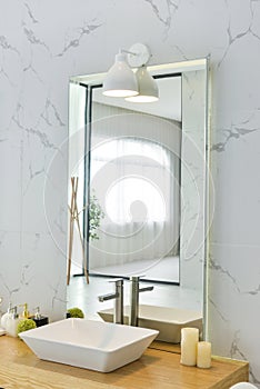 Bathroom cosmetic mirror wash basin