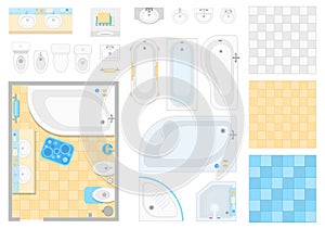 Bathroom elements - set of modern vector objects