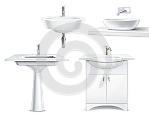 Bathroom Fixtures Realistic Set