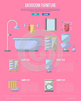 Bathroom furniture poster in flat style