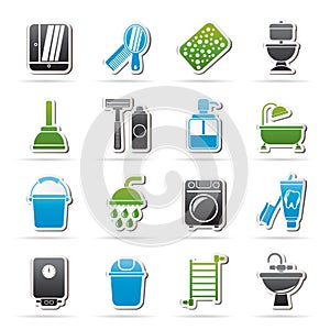 Bathroom and hygiene objects icons