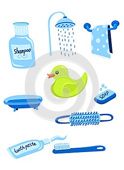 Bathroom icon set, vector illustration