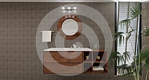 Bathroom interior 3D render illustration design clean