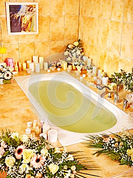 Bathroom interior with bubble bath.