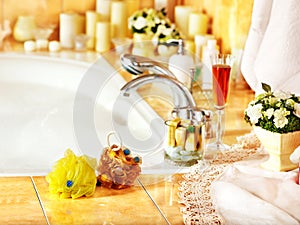 Bathroom interior with bubble bath.