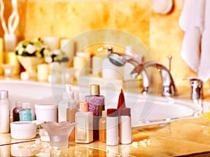 Bathroom interior with bubble bath.