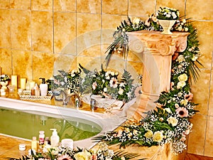 Bathroom interior with bubble bath.