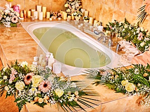 Bathroom interior with bubble bath