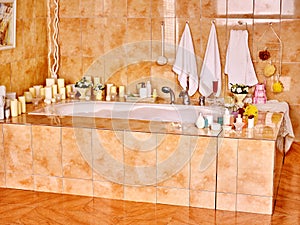 Bathroom interior with bubble bath