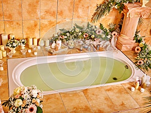 Bathroom interior with bubble bath