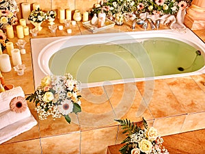 Bathroom interior with bubble bath