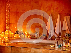 Bathroom interior with bubble bath.