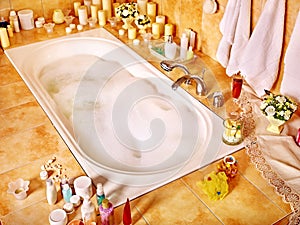 Bathroom interior with bubble bath.