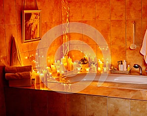 Bathroom interior with bubble bath