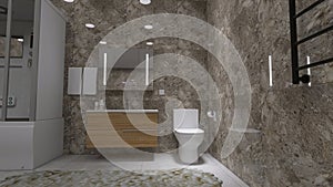 Bathroom interior design, 3d render, 3d illustration elegance furniture