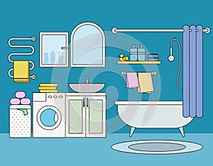 Bathroom interior flat vector illustration