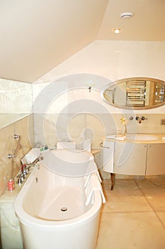 Bathroom interior in the luxury hotel at ski resort