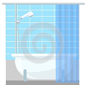 Bathroom interior poster or promo flyer bathtub in the house vector illustration.