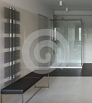 Bathroom interior with shower cabin