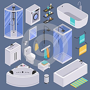 Bathroom Isometric Set Background