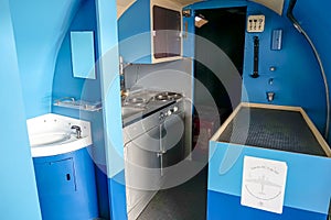 bathroom and kitchen on a Dakota DC-3L ??passenger plane flying between Lisbon and Lourenço Marques in the 60s and 70s. TAP