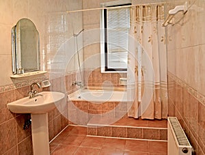 Bathroom in light tones. Interior