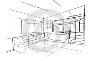 bathroom line drawing,a line drawing Using interior architecture, assembling graphics, working in architecture, and interior