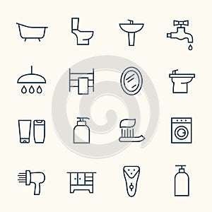 Bathroom line icons