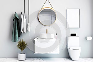 Bathroom mockup interior design with toilet. Generative ai