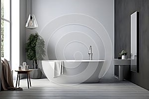 Bathroom in modern style, minimalist design. Generative AI