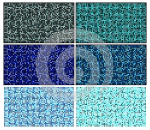 Bathroom mosaic tile set. Blue swimming pool flooring with squares. Illustration of turquoise pixel tiles. Modern decorate block