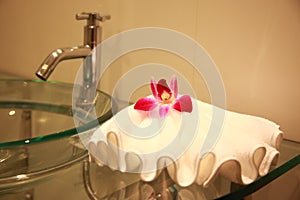 Bathroom with orchid