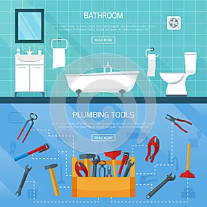 Bathroom Plumbing Banners Set