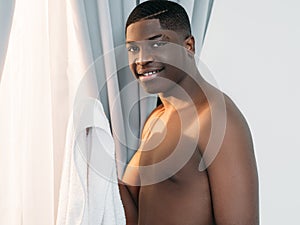 bathroom procedure happy black man morning