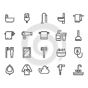 Bathroom related icon set. Vector illustration