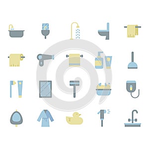 Bathroom related icon set. Vector illustration