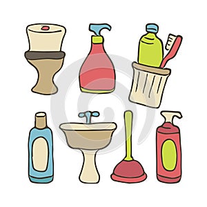 Bathroom related object vector illustration.