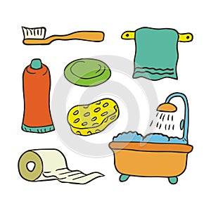 Bathroom related object vector illustration.