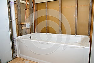 Bathroom Remodel Tub and Bare Walls