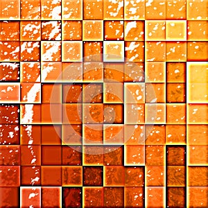 Bathroom's tiles orange and re
