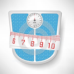 Bathroom scale and measuring tape