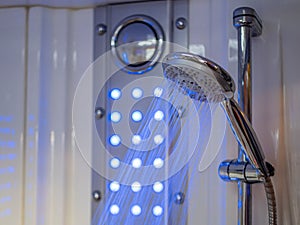 Bathroom shower head spraying water