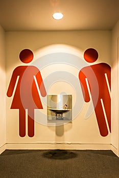 Bathroom Signs with Water Fountain