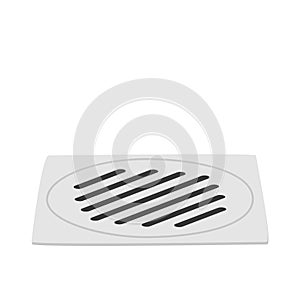 Bathroom or sink plug hole or sinkhole in flat style vector illustration. Round sink hole, drain hole, or plughole clipart cartoon