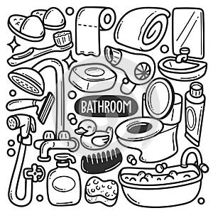 Bathroom Stickers Hand Drawn Doodle Coloring Vector