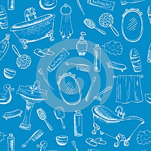 Bathroom Themed Design on Blue Background