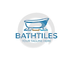 Bathroom tiles logo design. Bathtub and floor tiles vector design