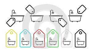 Bathroom vector icon in tag set illustration for ui and ux, website or mobile application
