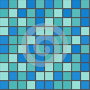 Bathroom wall square tile mosaic pattern. Turquoise ceramic floor design. vector classic background
