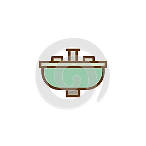 Bathroom washbasin mixer tap filled outline icon